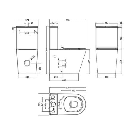 Nuie Freya Toilet Pan, Cistern & Seat (1 size, White) - Brand New Bathrooms