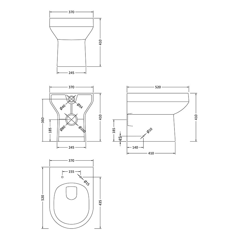 Nuie Harmony Back to Wall Toilet Pan (1 size, White) - Brand New Bathrooms