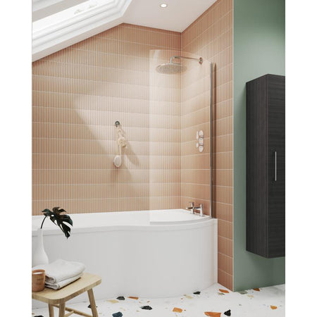 Nuie Curved P-Bath Screen (1 size, 2 colours) - Brandnew Bathroom