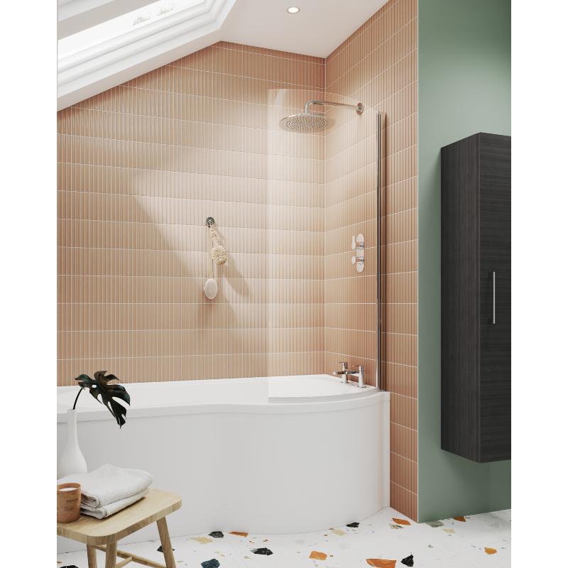Nuie Curved P-Bath Screen (1 size, 2 colours) - Brandnew Bathroom