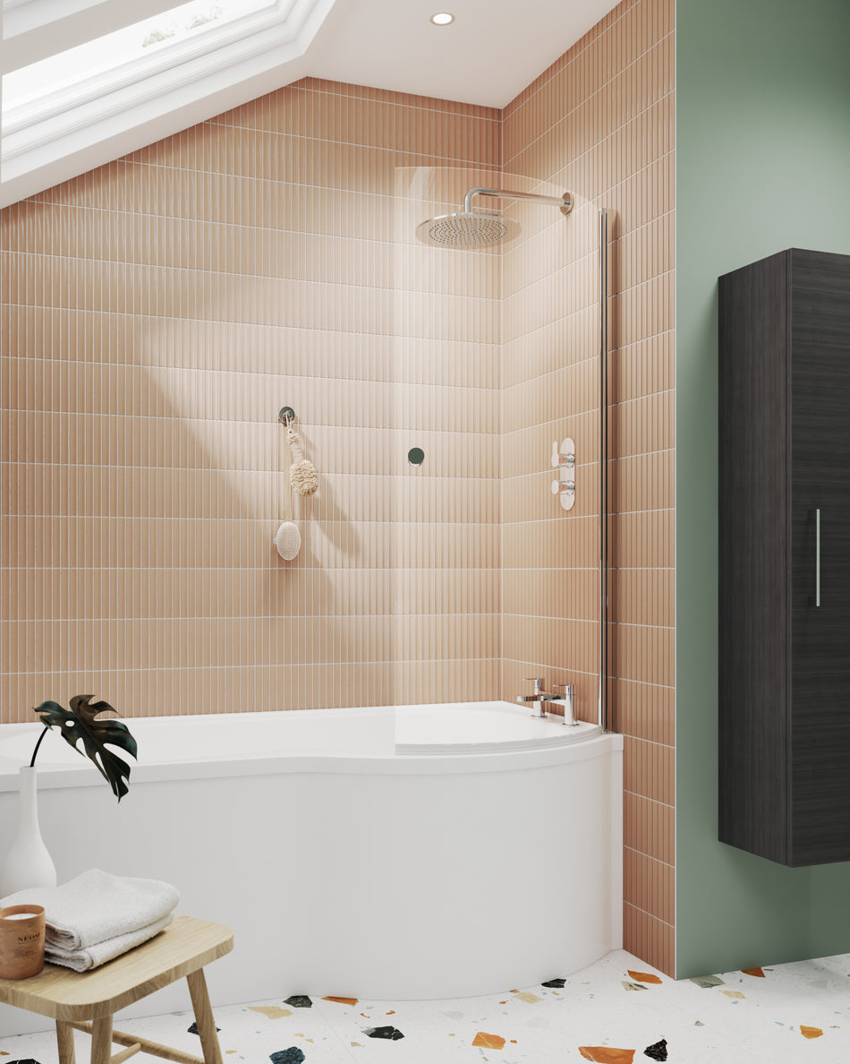 Brand New Bathrooms - Nuie Curved P-Bath Screen  (2 Style, Blue)