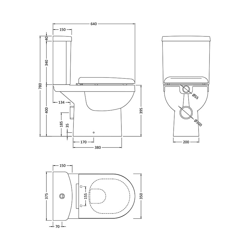 Nuie Ivo Toilet Pan, Seat & Cistern (1 size, White) - Brand New Bathrooms