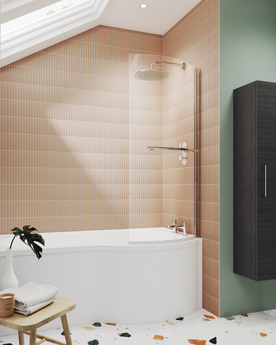 Brand New Bathrooms - Nuie Curved P-Bath Screen  (2 Style, Blue)