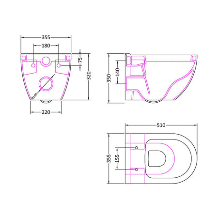 Nuie Provost Wall Hung Toilet Pan (1 size, White) - Brand New Bathrooms