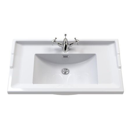 Nuie Classique 600mm Wall Hung 1 Drawer Vanity Unit with 1 Tap Hole Basin (1 size, Satin White) - Brand New Bathrooms