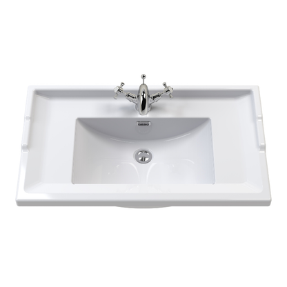 Nuie Classique 600mm Wall Hung 1 Drawer Vanity Unit & Basin with 1 Tap Hole (1 size, Soft Black) - Brand New Bathrooms