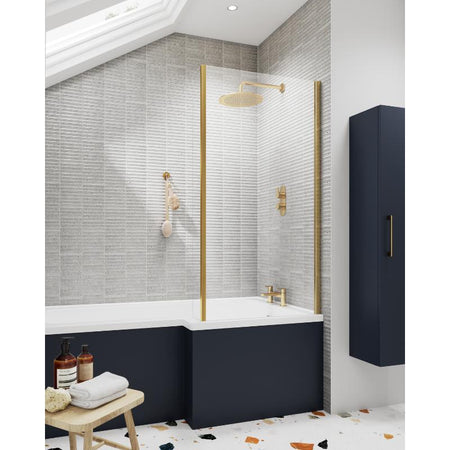 Nuie Bath Screens Square L Shape Glass Bath Screen with Fixed Return (1 Size, 1 colour) - Brandnew Bathroom