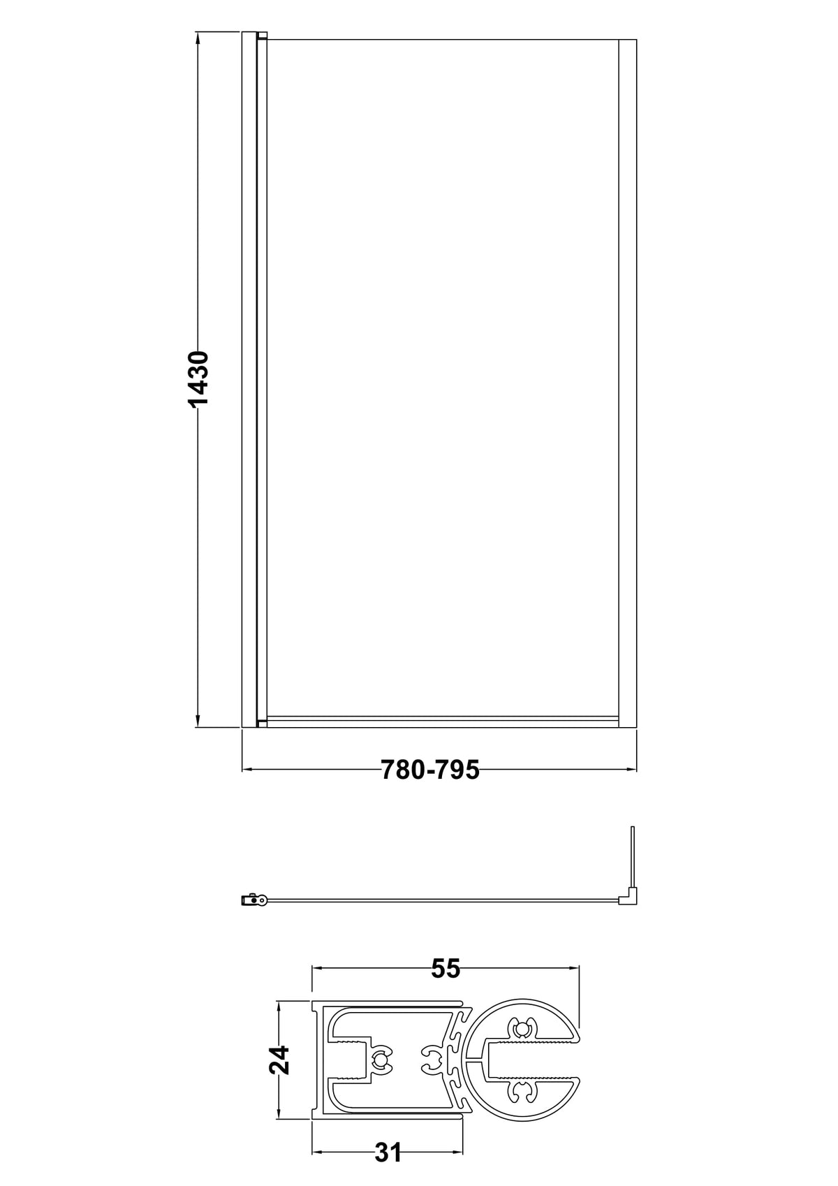 Brand New Bathrooms - Nuie L-Shaped Bath Screen Hinged (2 style, Chrome)