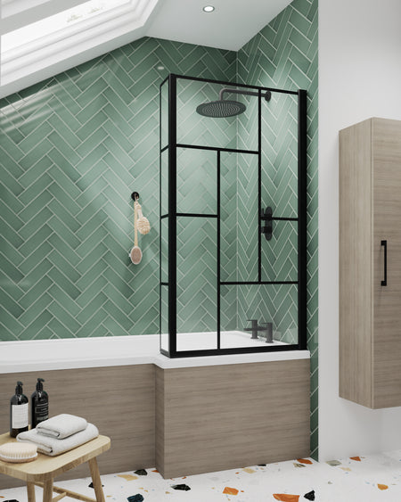 Brand New Bathrooms - Nuie Square Abstract Bath Screen (1 size, Black)