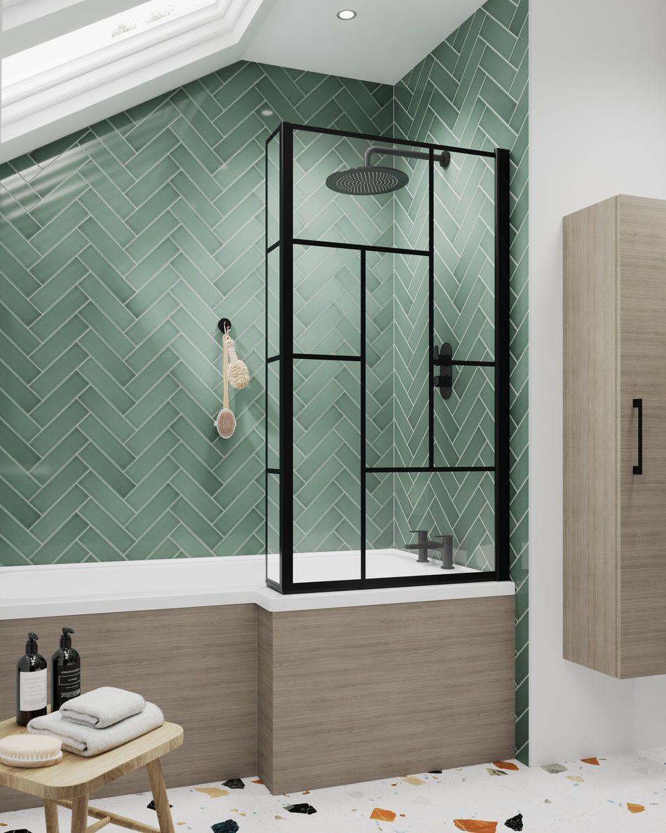 Brand New Bathrooms - Nuie Square Abstract Bath Screen (1 size, Black)
