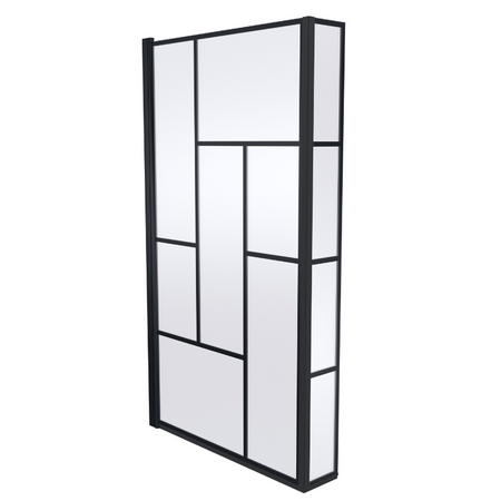 Nuie L-Shaped Abstract Bath Screen with Fixed Return (1 Size, Black) - Brandnew Bathroom