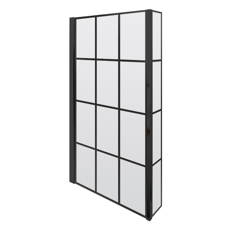 Nuie Square Black Framed Bath Screen With Fixed Return (1 Size, Black) - Brandnew Bathroom