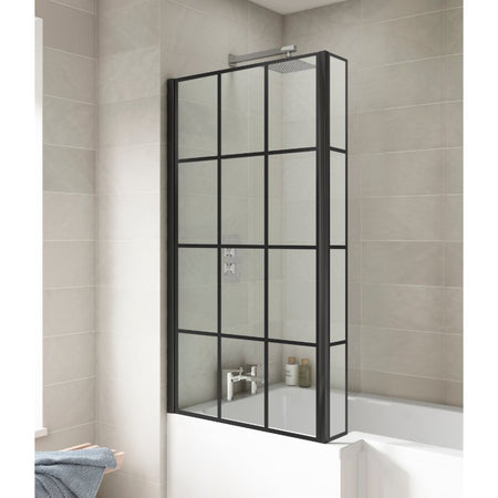 Nuie Square Black Framed Bath Screen With Fixed Return (1 Size, Black) - Brandnew Bathroom