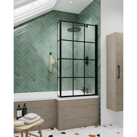 Nuie Urban L-Shape Square Shower Bath Front Panel (1 size, Solace Oak) - Brand New Bathrooms