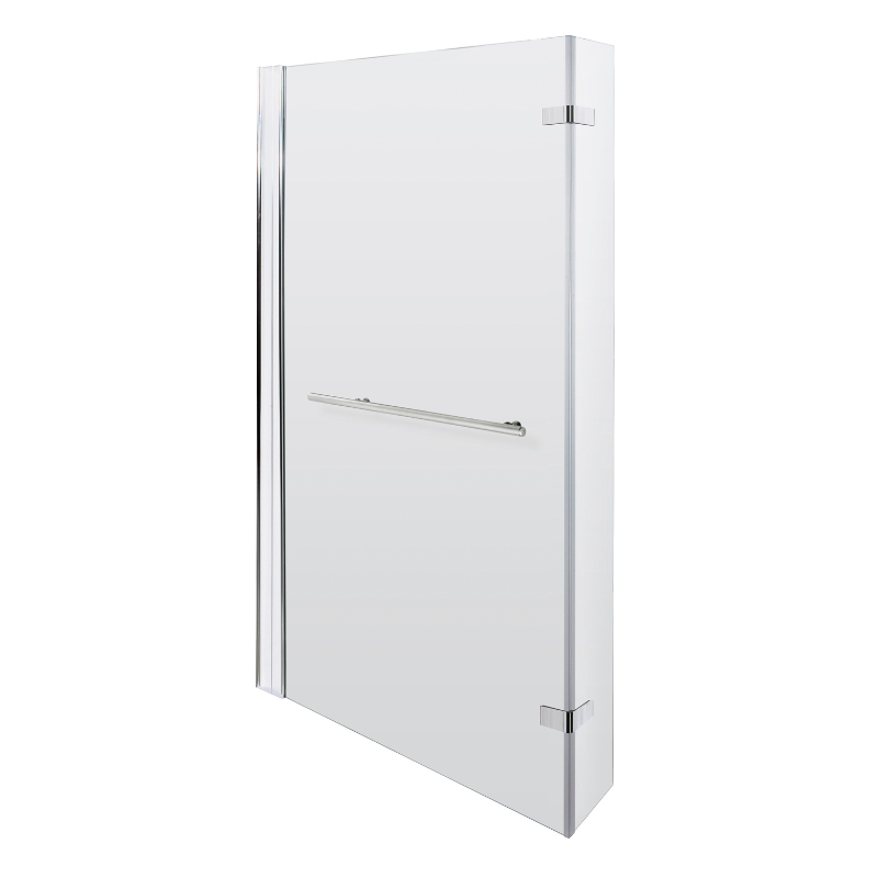 Nuie L-Shaped Bath Screen Hinged With Rail  (1 size, Chrome) - Brandnew Bathroom