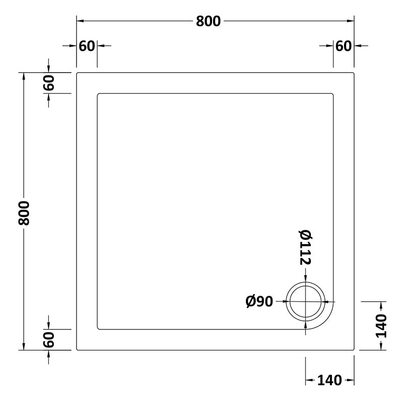 Nuie Slip Resistant Square Slimline Shower Tray (3 sizes, White) - Brandnew Bathroom
