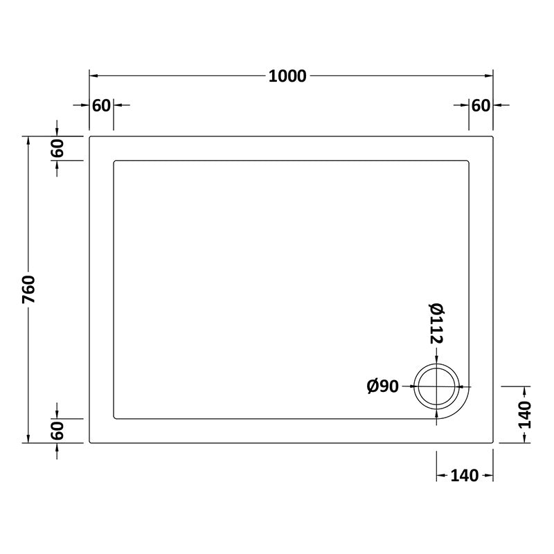 Nuie Slip Resistant Rectangular Slimline Shower Tray (7 sizes, White) - Brandnew Bathroom