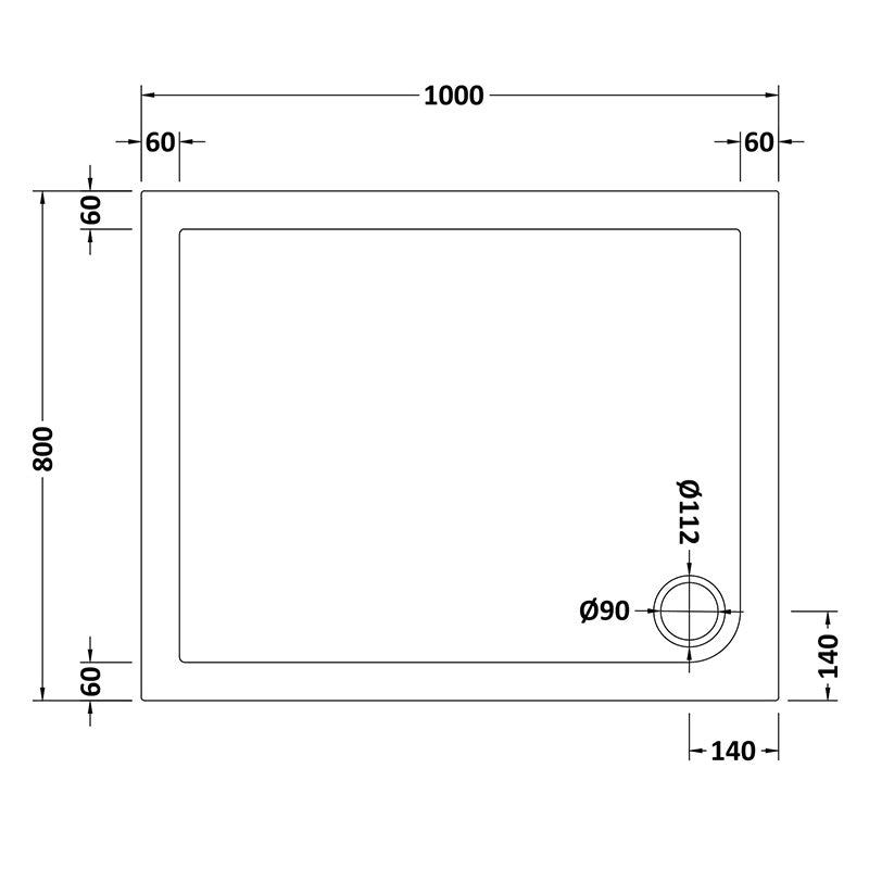 Nuie Slip Resistant Rectangular Slimline Shower Tray (7 sizes, White) - Brandnew Bathroom