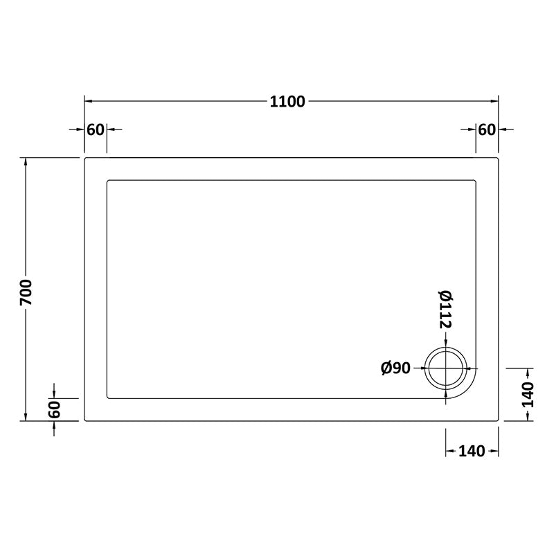 Nuie Slip Resistant Rectangular Slimline Shower Tray (7 sizes, White) - Brandnew Bathroom