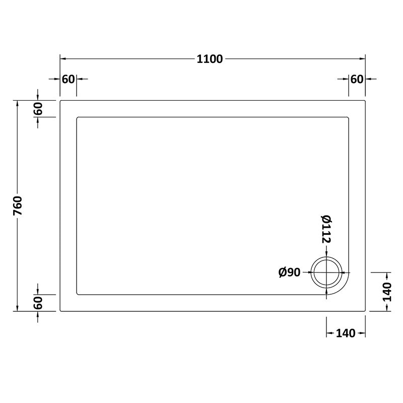 Nuie Slip Resistant Rectangular Slimline Shower Tray (7 sizes, White) - Brandnew Bathroom