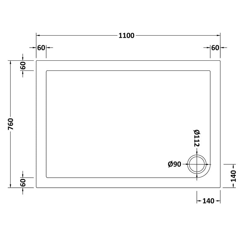 Nuie Slip Resistant Rectangular Slimline Shower Tray (7 sizes, White) - Brandnew Bathroom