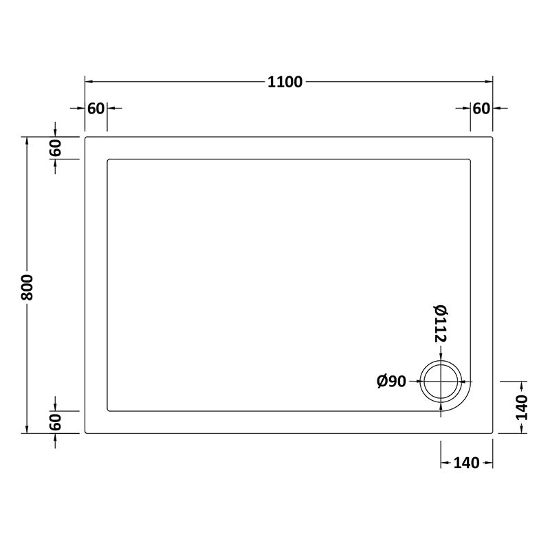 Nuie Slip Resistant Rectangular Slimline Shower Tray (7 sizes, White) - Brandnew Bathroom