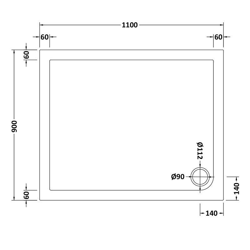 Nuie Slip Resistant Rectangular Slimline Shower Tray (7 sizes, White) - Brandnew Bathroom