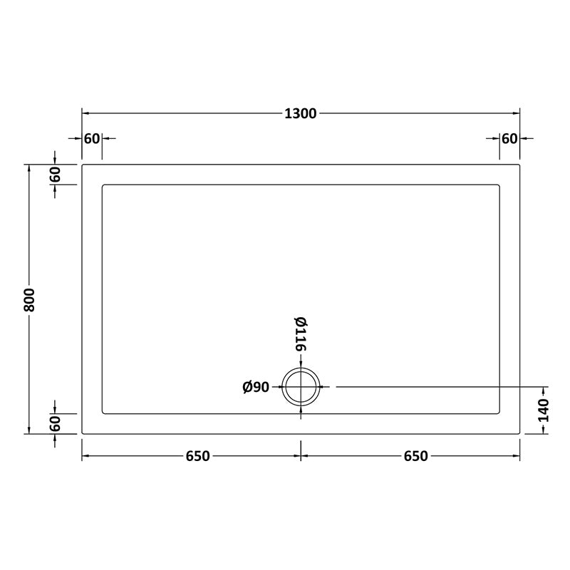 Nuie Slip Resistant Rectangular Slimline Shower Tray (7 sizes, White) - Brandnew Bathroom