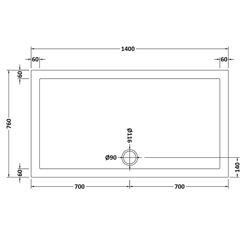 Nuie Slip Resistant Rectangular Slimline Shower Tray (7 sizes, White) - Brandnew Bathroom