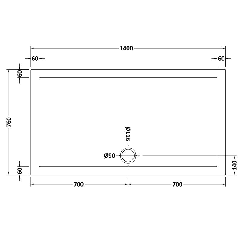 Nuie Slip Resistant Rectangular Slimline Shower Tray (7 sizes, White) - Brandnew Bathroom