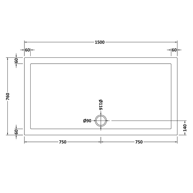 Nuie Slip Resistant Rectangular Slimline Shower Tray (7 sizes, White) - Brandnew Bathroom