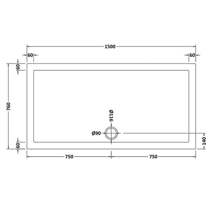 Nuie Slip Resistant Rectangular Slimline Shower Tray (7 sizes, White) - Brandnew Bathroom