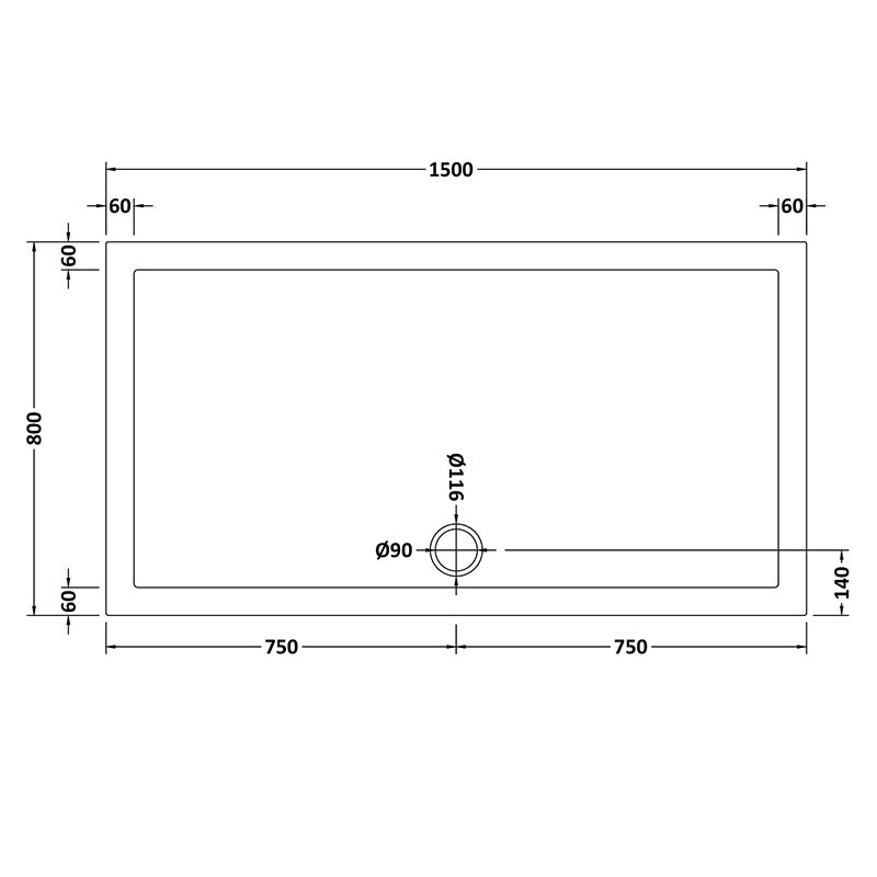 Nuie Slip Resistant Rectangular Slimline Shower Tray (7 sizes, White) - Brandnew Bathroom