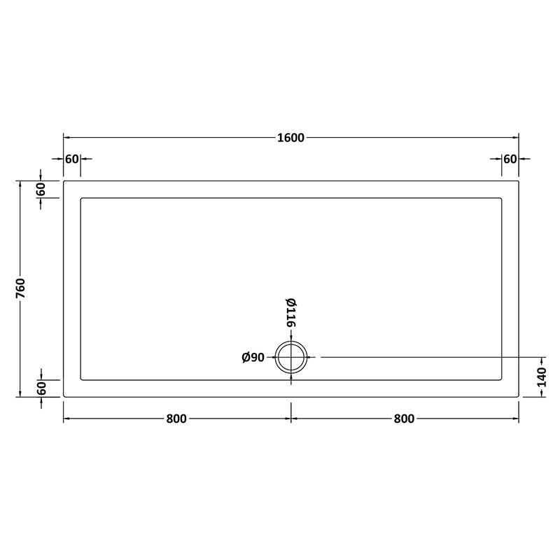 Nuie Slip Resistant Rectangular Slimline Shower Tray (7 sizes, White) - Brandnew Bathroom