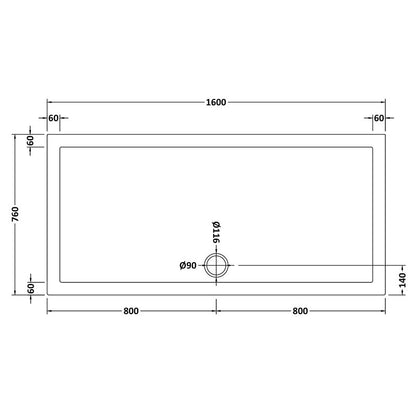 Nuie Slip Resistant Rectangular Slimline Shower Tray (7 sizes, White) - Brandnew Bathroom
