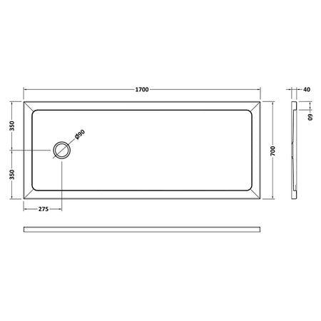 Nuie Slip Resistant Bath Replacement Slimline Shower Tray (1 size, White) - Brandnew Bathroom