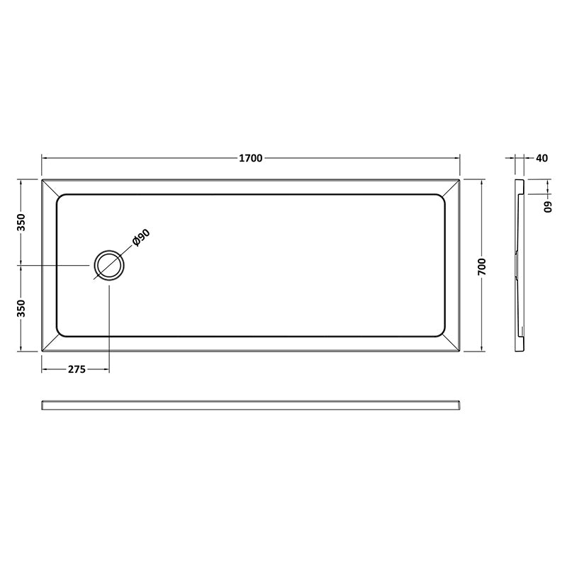 Nuie Slip Resistant Bath Replacement Slimline Shower Tray (1 size, White) - Brandnew Bathroom