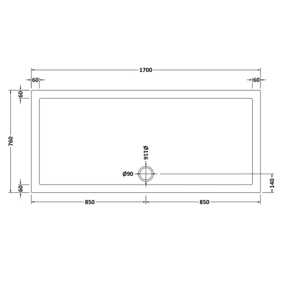 Nuie Slip Resistant Rectangular Slimline Shower Tray (4 sizes, White) - Brand New Bathrooms