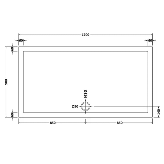 Nuie Slip Resistant Rectangular Slimline Shower Tray (4 sizes, White) - Brand New Bathrooms