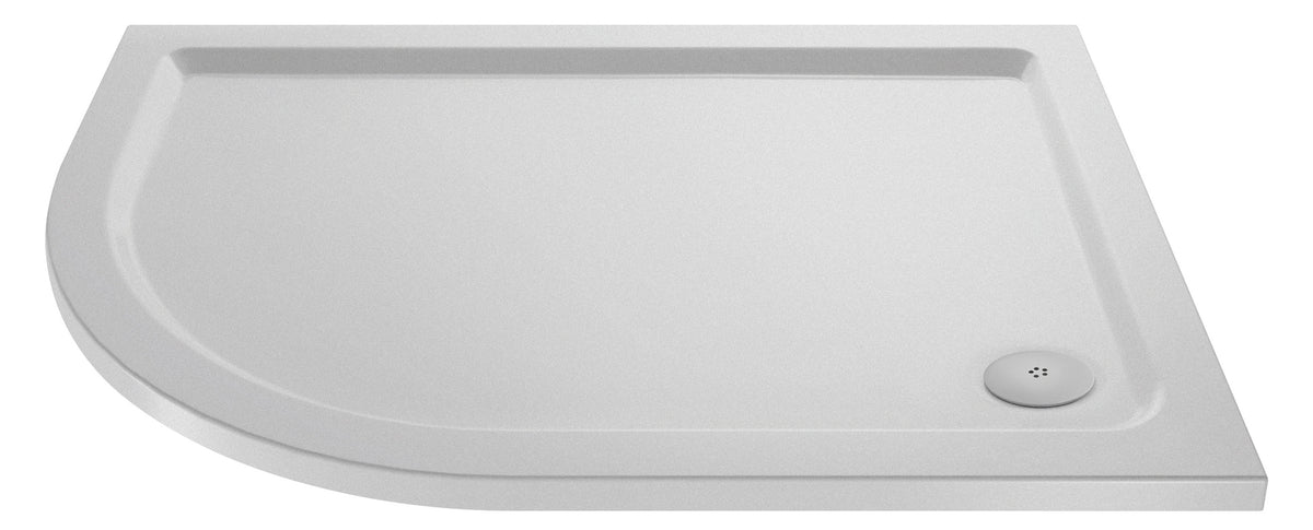 Nuie Slip Resistant Offset Slimline Quadrant Shower Tray (2 sizes, White ) - Brand New Bathrooms