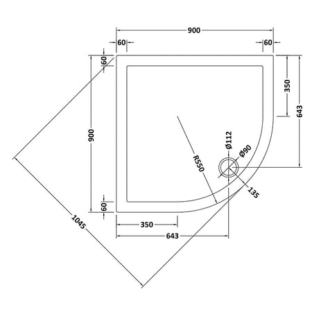 Nuie Slip Resistant Quadrant Slimline Shower Tray (1 size, White) - Brandnew Bathroom