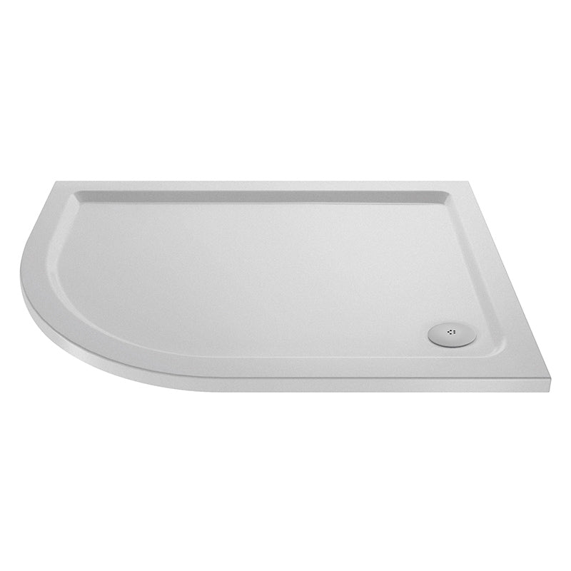 Nuie Slip Resistant Offset Quadrant Slimline Shower Tray (3 sizes, 2 styles, White) - Brandnew Bathroom