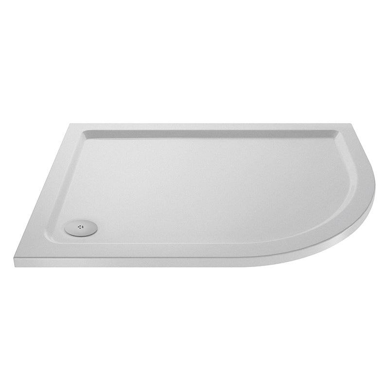 Nuie Slip Resistant Offset Quadrant Slimline Shower Tray (3 sizes, 2 styles, White) - Brandnew Bathroom