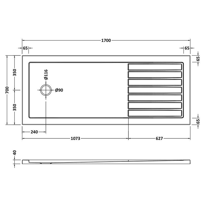 Nuie Slip Resistant Rectangular Walk-In Shower Tray (3 sizes, White) - Brandnew Bathroom