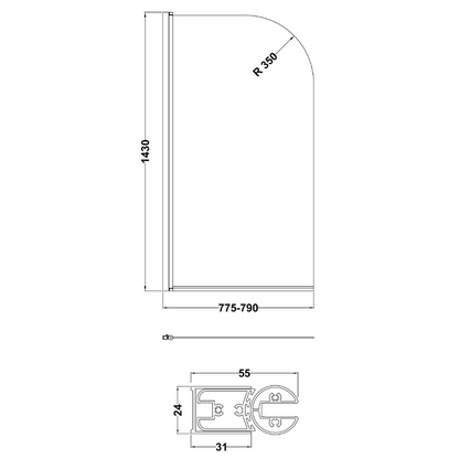 Nuie Round Bath Screen (2 sizes, 2 styles, Chrome) - Brand New Bathrooms