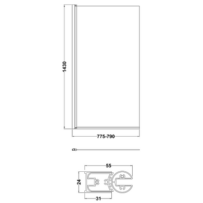 Nuie Frameless Bath Screen (2 styles, Matt Black) - Brand New Bathrooms