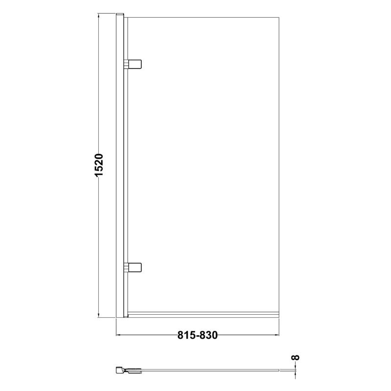 Nuie Square Hinged Bath Screen (1 size, 2 colours) - Brand New Bathrooms
