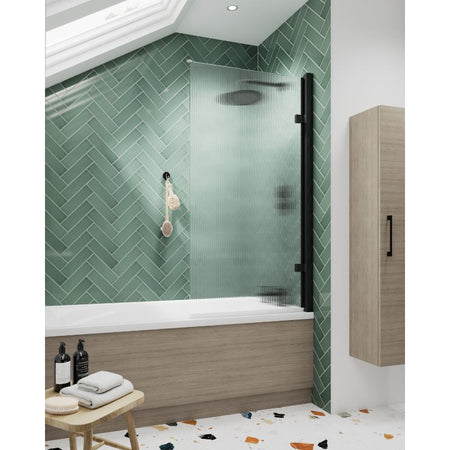 Nuie Square Hinged Fluted Bath Screen  (1 size, 3 colours) - Brandnew Bathroom
