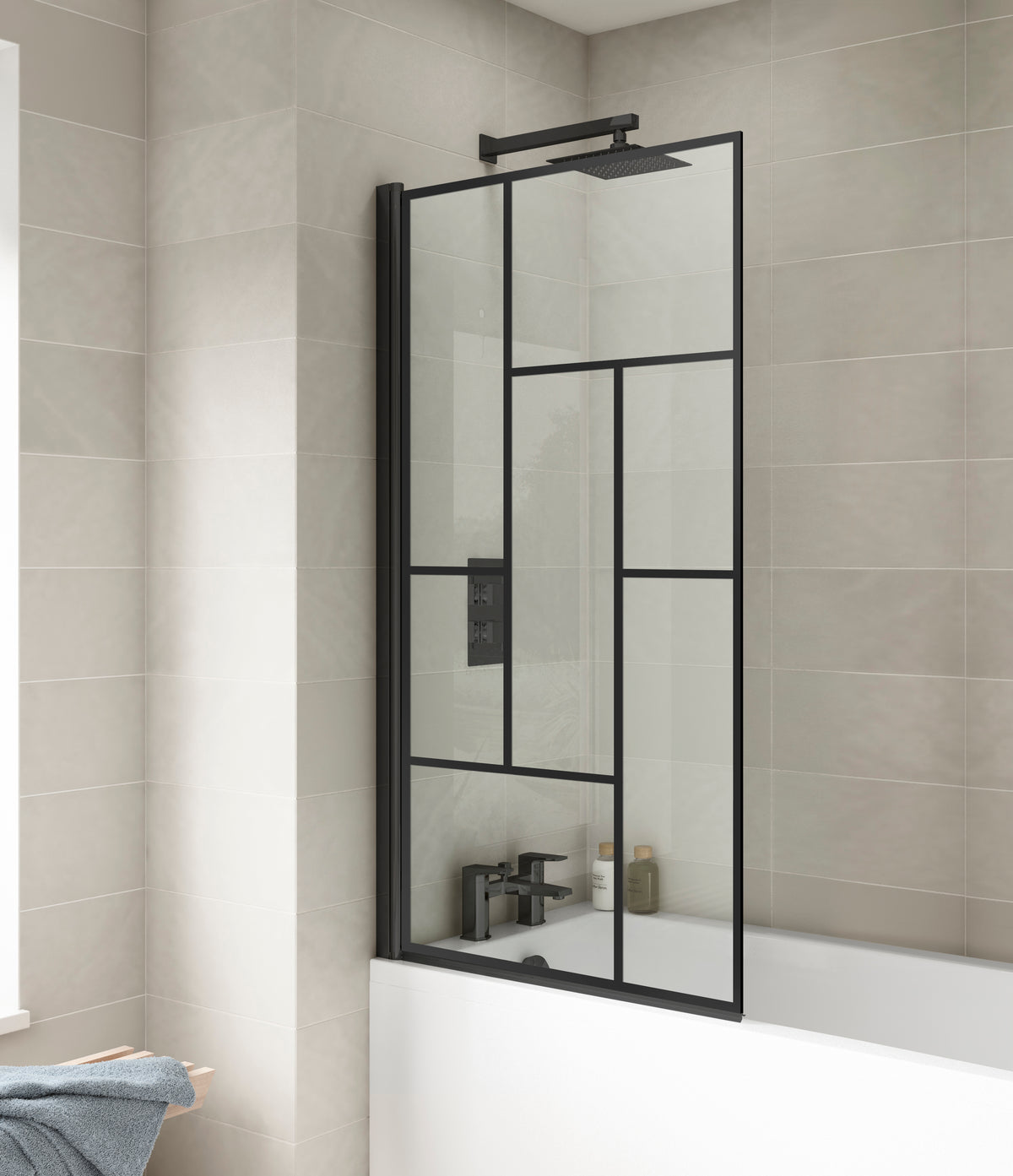 Brand New Bathrooms - Nuie Square Abstract Bath Screen (1 size, Black)
