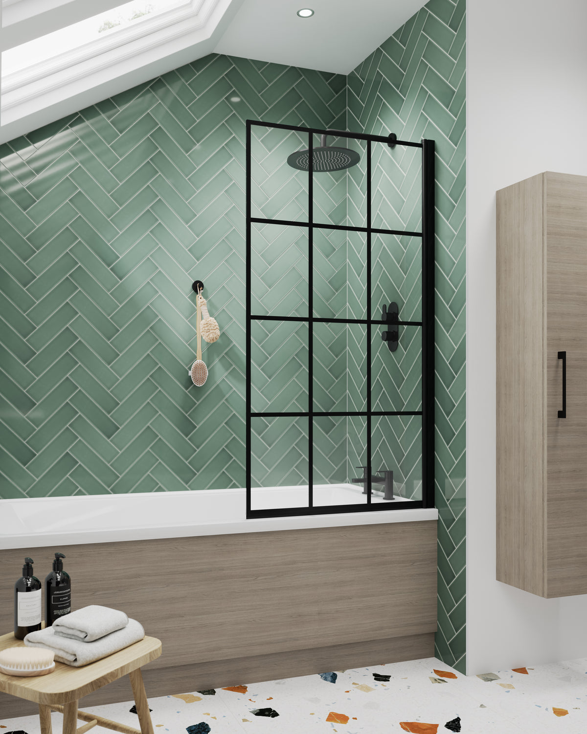 Brand New Bathrooms - Nuie Black Framed Bath Screen (2 style, Black)